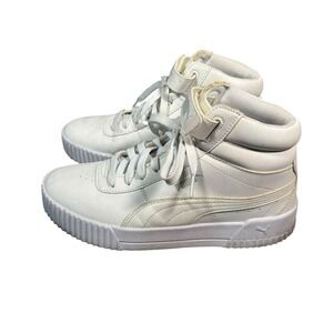 Puma Carina Mid Womens 8.5 White High Top Platform Sneakers Shoes